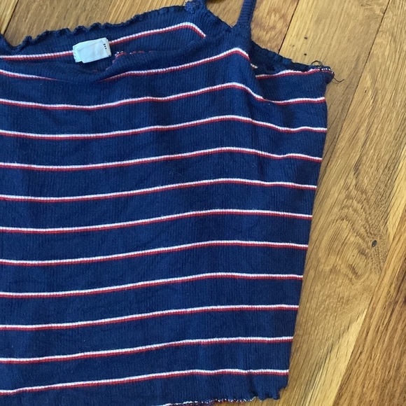Garage Women’s Blue Crop Top With Red and White Stripes Size XS - Picture 4 of 7